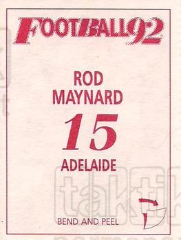 1992 Select AFL Stickers #15 Rodney Maynard Back